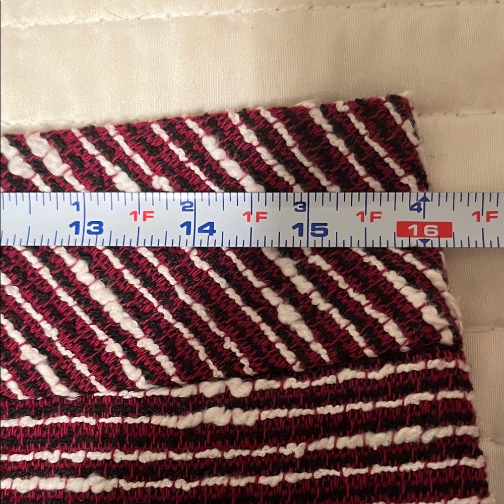LOFT Tweed Striped M Burgundy & White Boucle Mini Pencil Skirt Sz 8P Ann Taylor - Picture 12 of 14